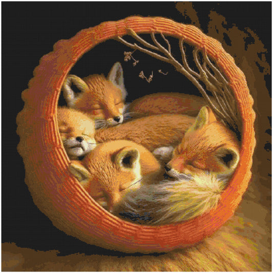 Cute Sleeping Foxes/ Counted Cross stitch Patterns/ Animals 159