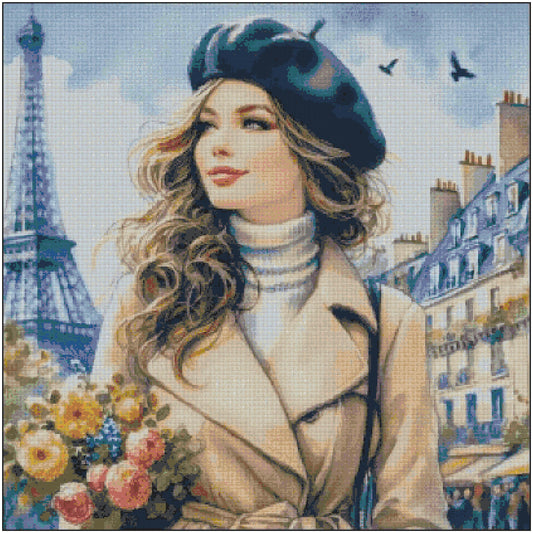 Counted Cross Stitch patterns/ Eiffel Tower and Beautiful Woman