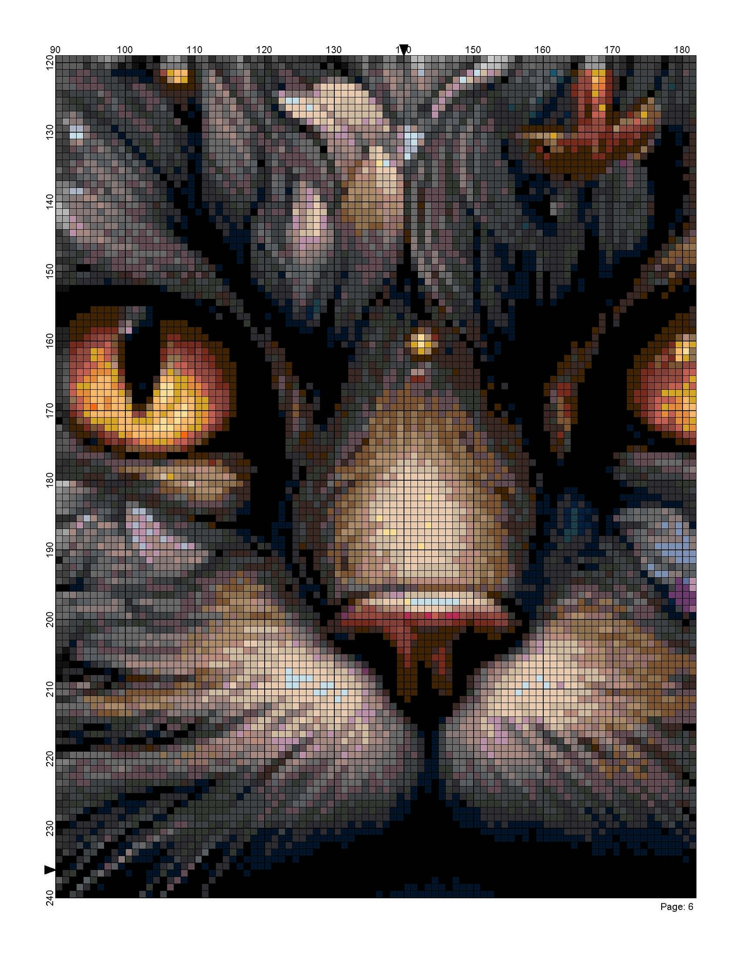 Counted Cross Stitch patterns/ Black Cat and Flowers/ Animals 177