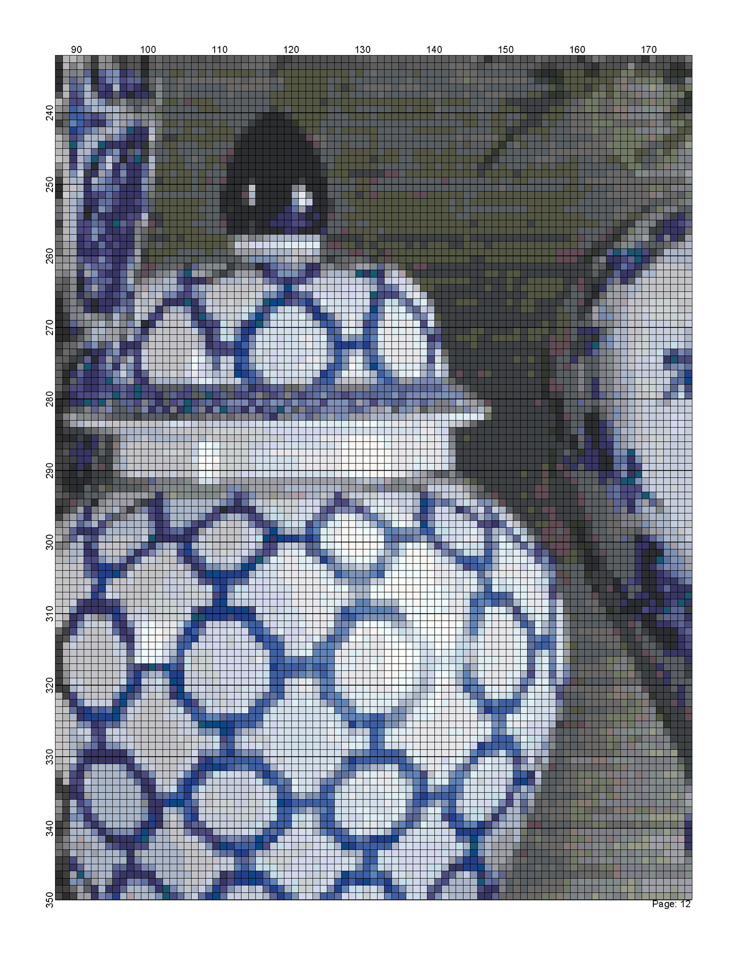 Blue and White Porcelain Vases/ Counted Cross stitch Patterns/ Flowers 145