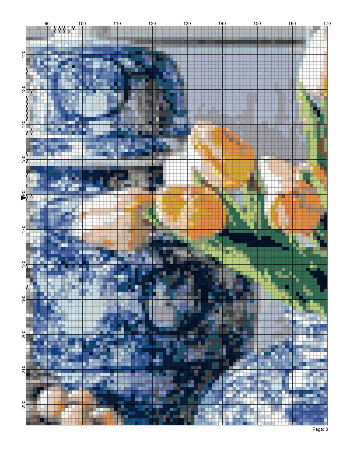 Blue and White Porcelain Vases/ Counted Cross stitch Patterns/ Flowers 147