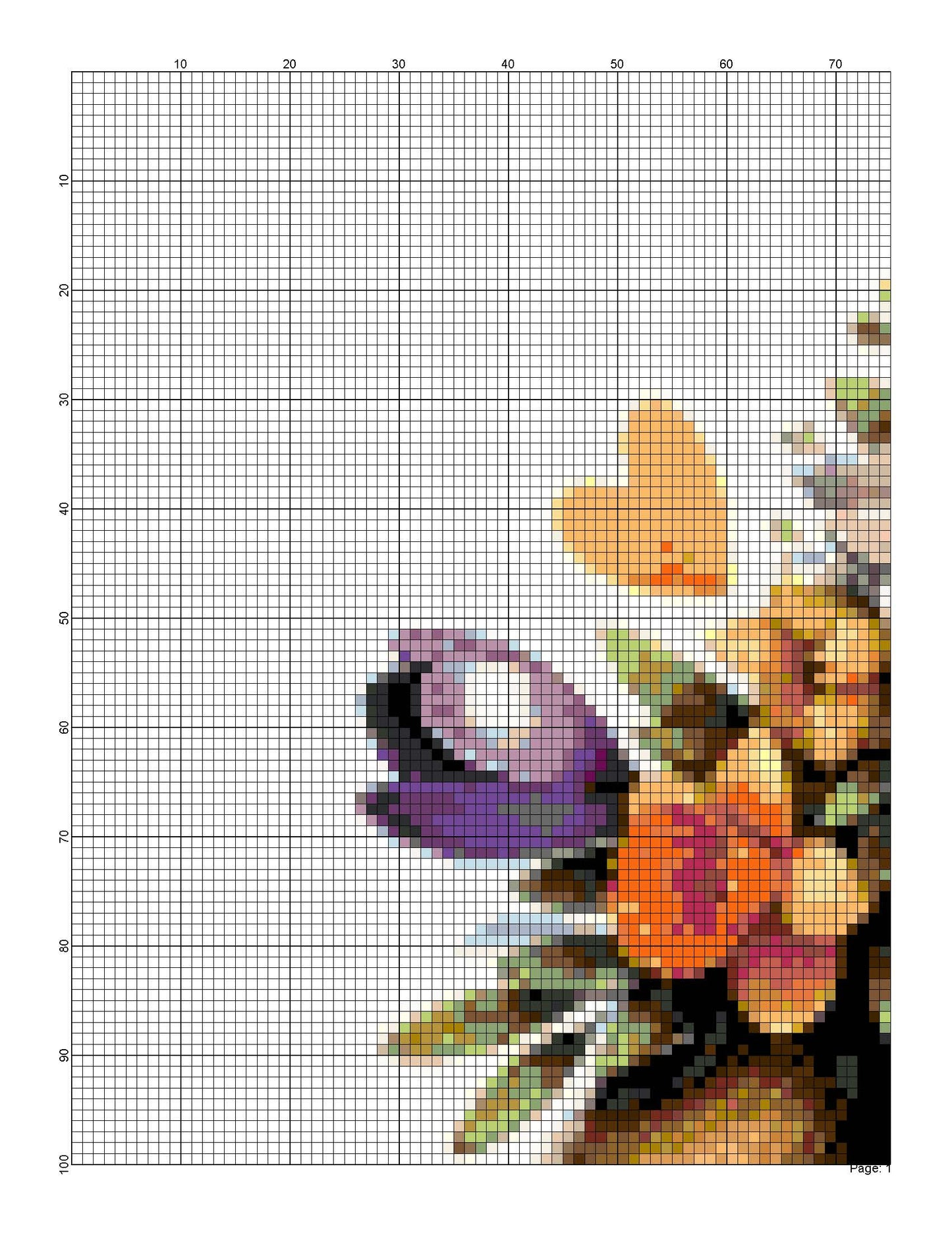 Counted Cross Stitch patterns/ Bunny and Flowers Basket/ Easter 12