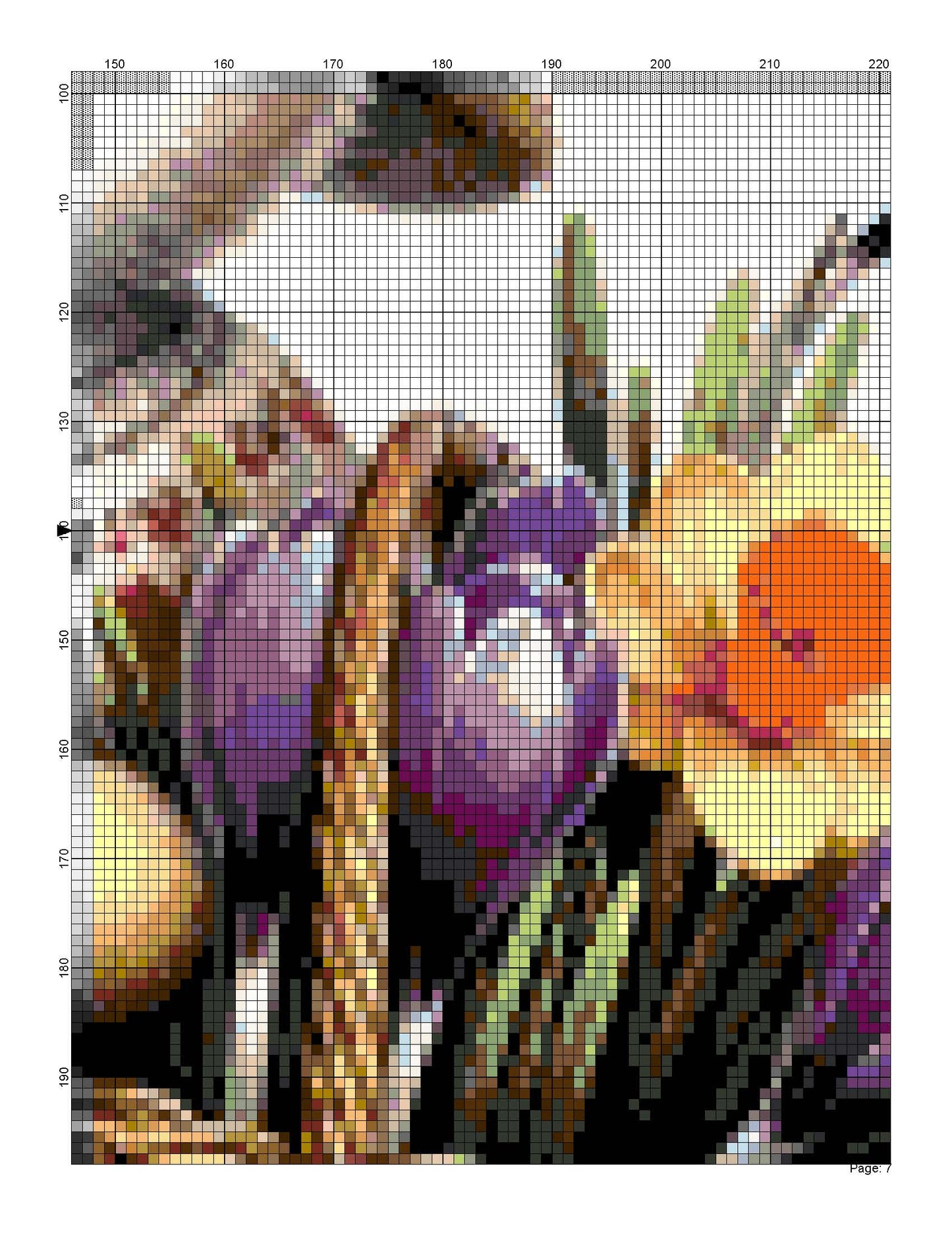 Counted Cross Stitch patterns/ Bunny and Flowers Basket/ Easter 12