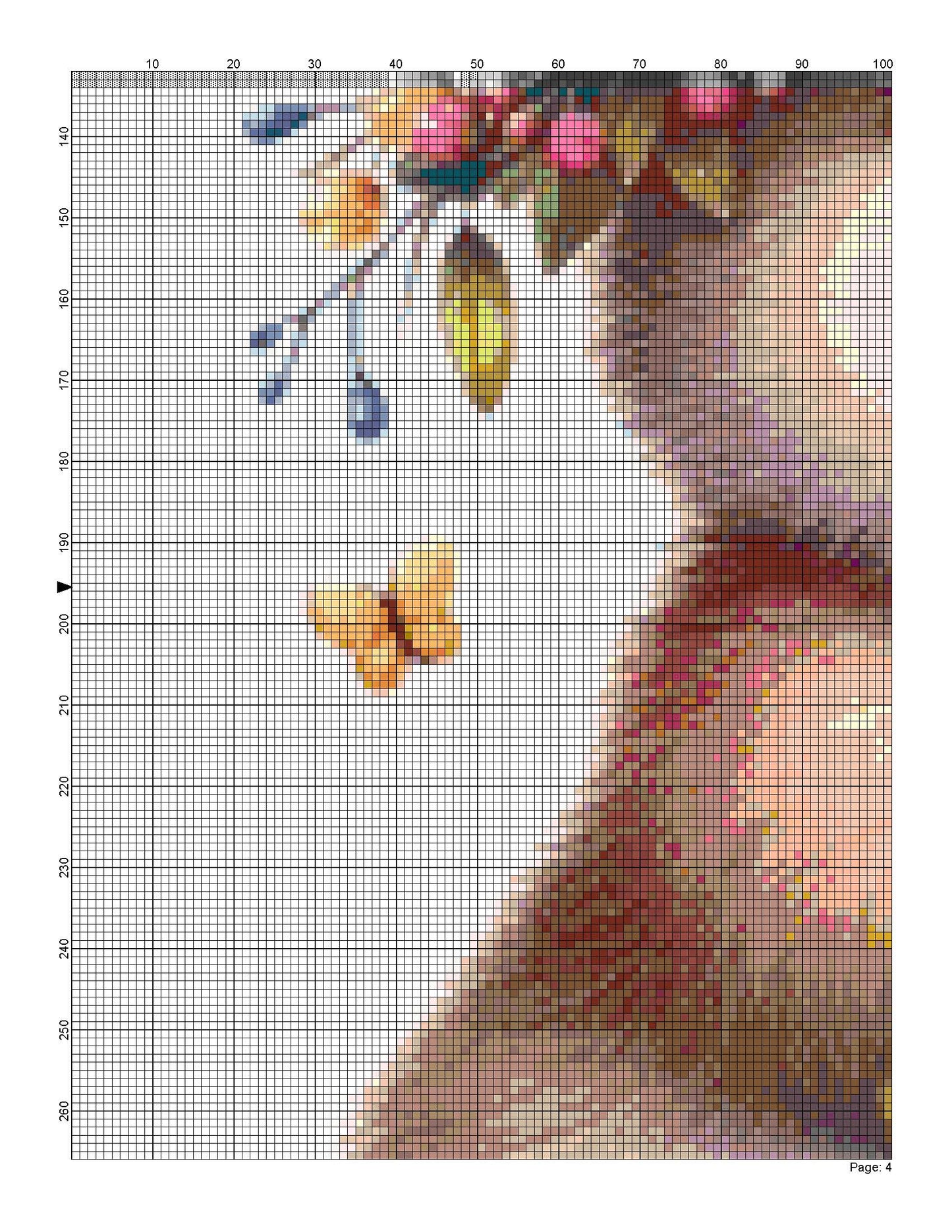 Counted Cross Stitch patterns/ Bunny and Flowers Wreath/ Easter 14