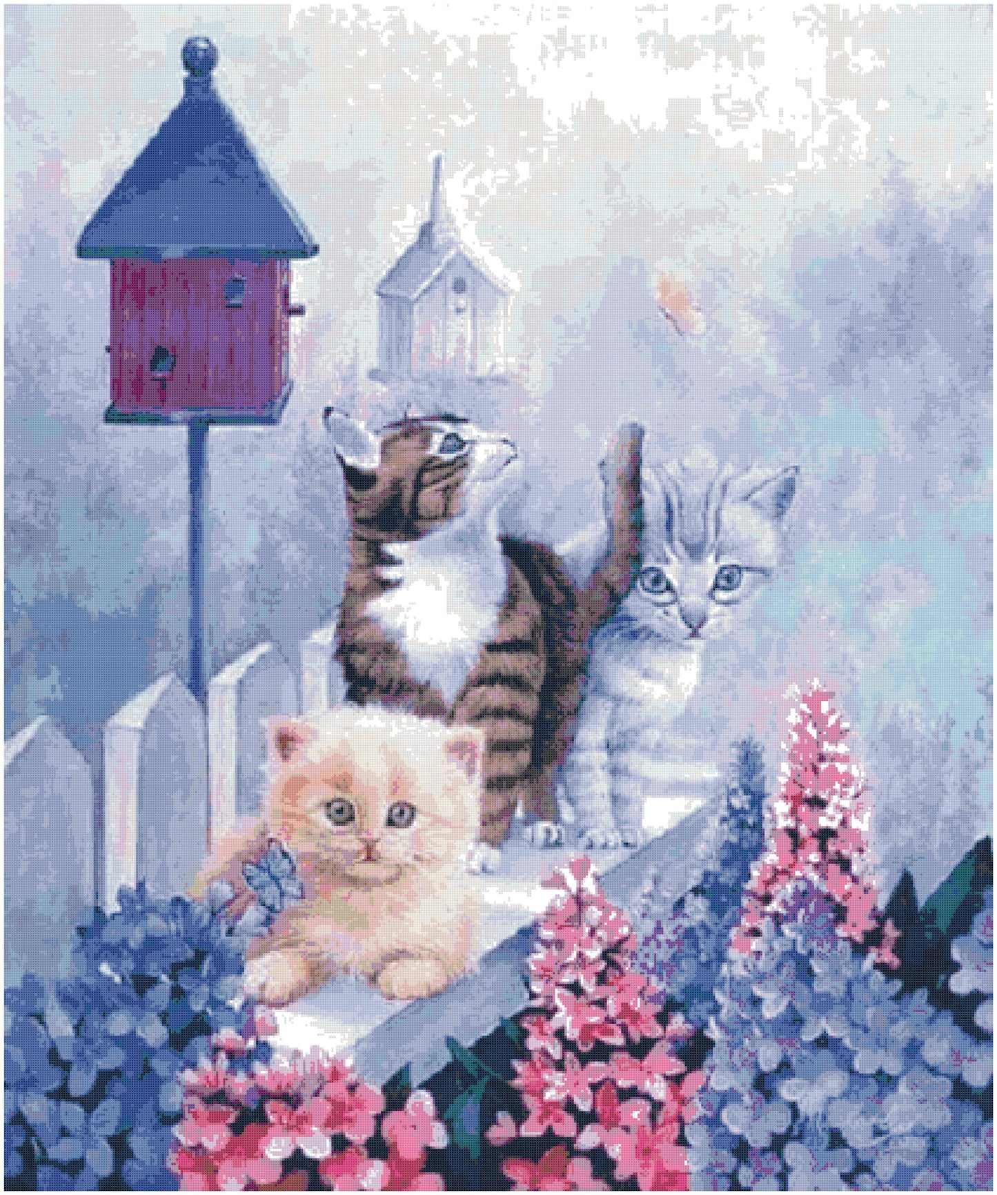 Cats and Flowers/ Cross Stitch patterns PDF/ Animals 150