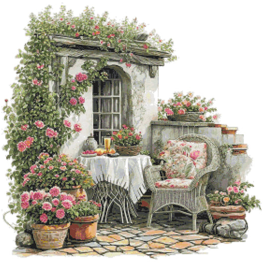 Chair in the Garden/ Cross Stitch Patterns/ Sweet Home 138