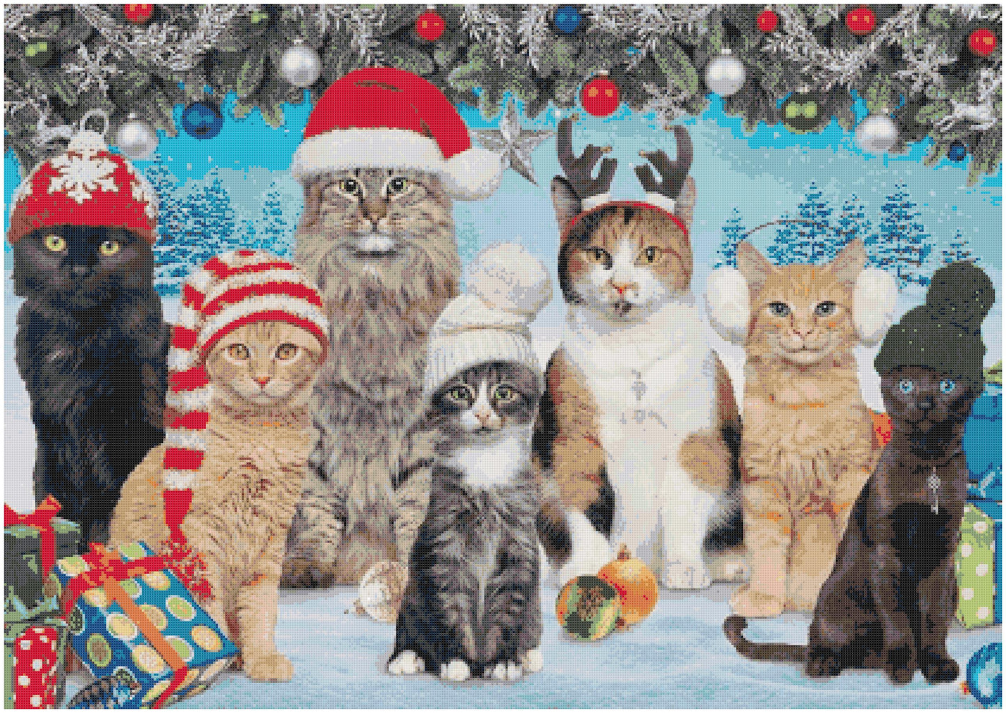 Christmas Cats/ Counted Cross stitch Patterns/ Animals 157