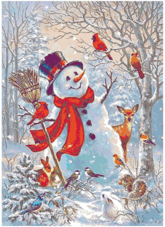 Counted Cross Stitch patterns/ Christmas Snowman and Birds 20