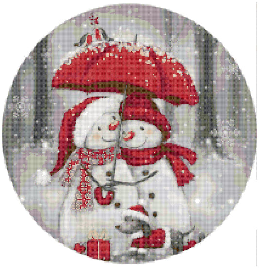 Counted Cross Stitch patterns/ Christmas Snowman and Dog/ Christmas 6