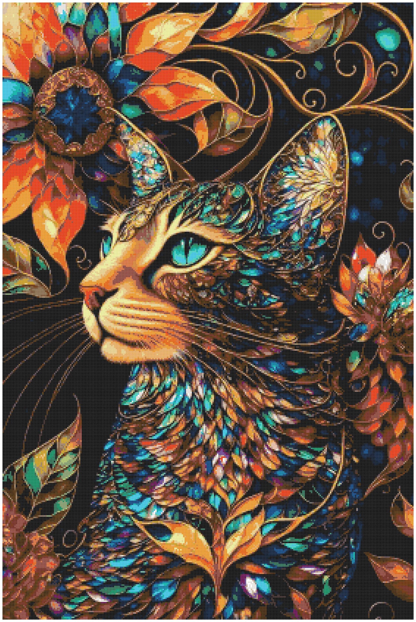 Counted Cross Stitch patterns/ Colorful Cat/ Animals 187