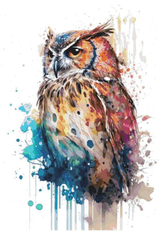 Colorful Owl/ Cross Stitch patterns PDF/ Animals 149