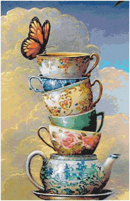 Counted Cross Stitch patterns/ Cups and Butterfly Dream Home 124