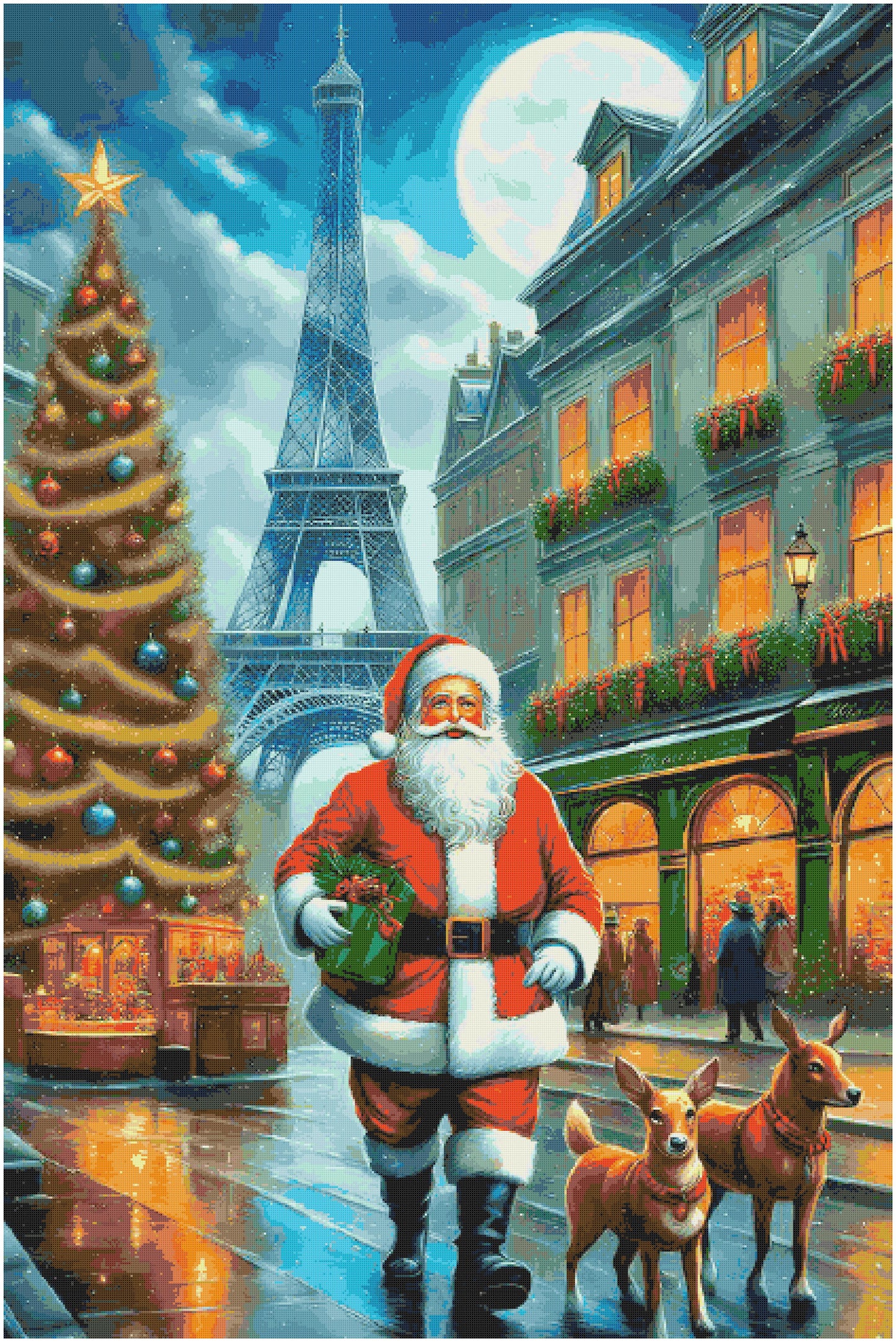 Counted Cross Stitch patterns/ Eiffel Tower Santa and Christmas Tree 21