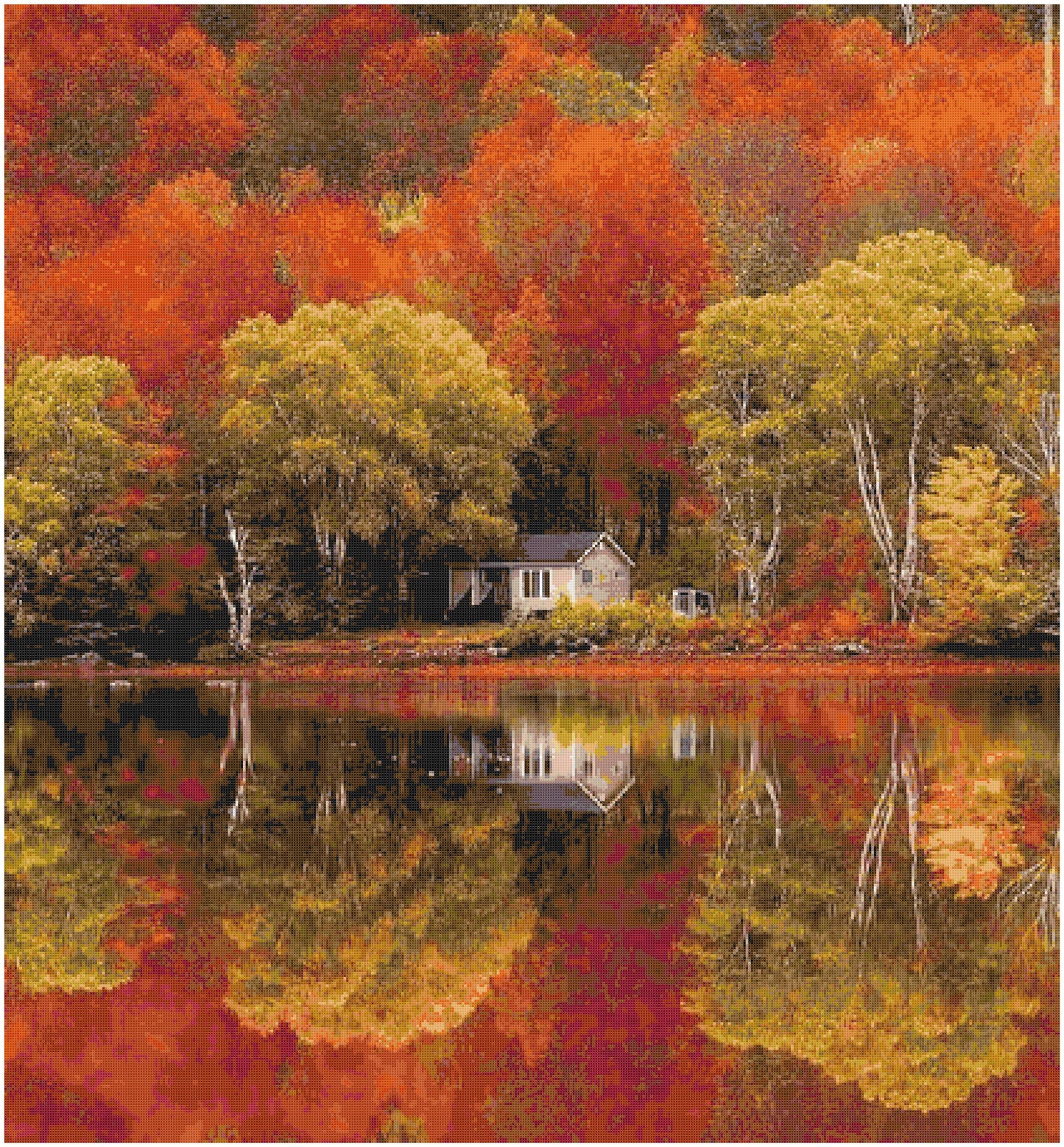 Fall Autumn Landscape/ Counted Cross stitch Patterns/ Nature 140