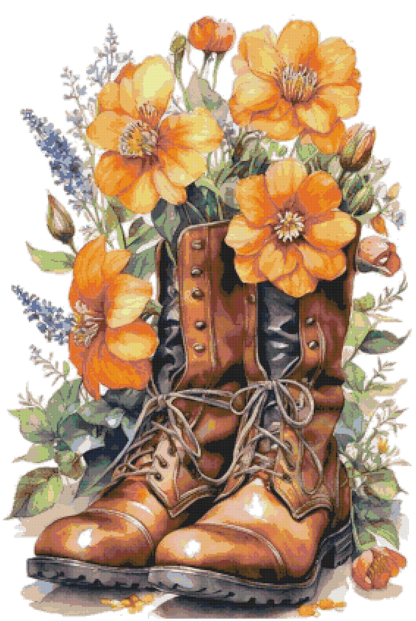 Counted Cross Stitch patterns/ Flower Boots/ Flowers 150