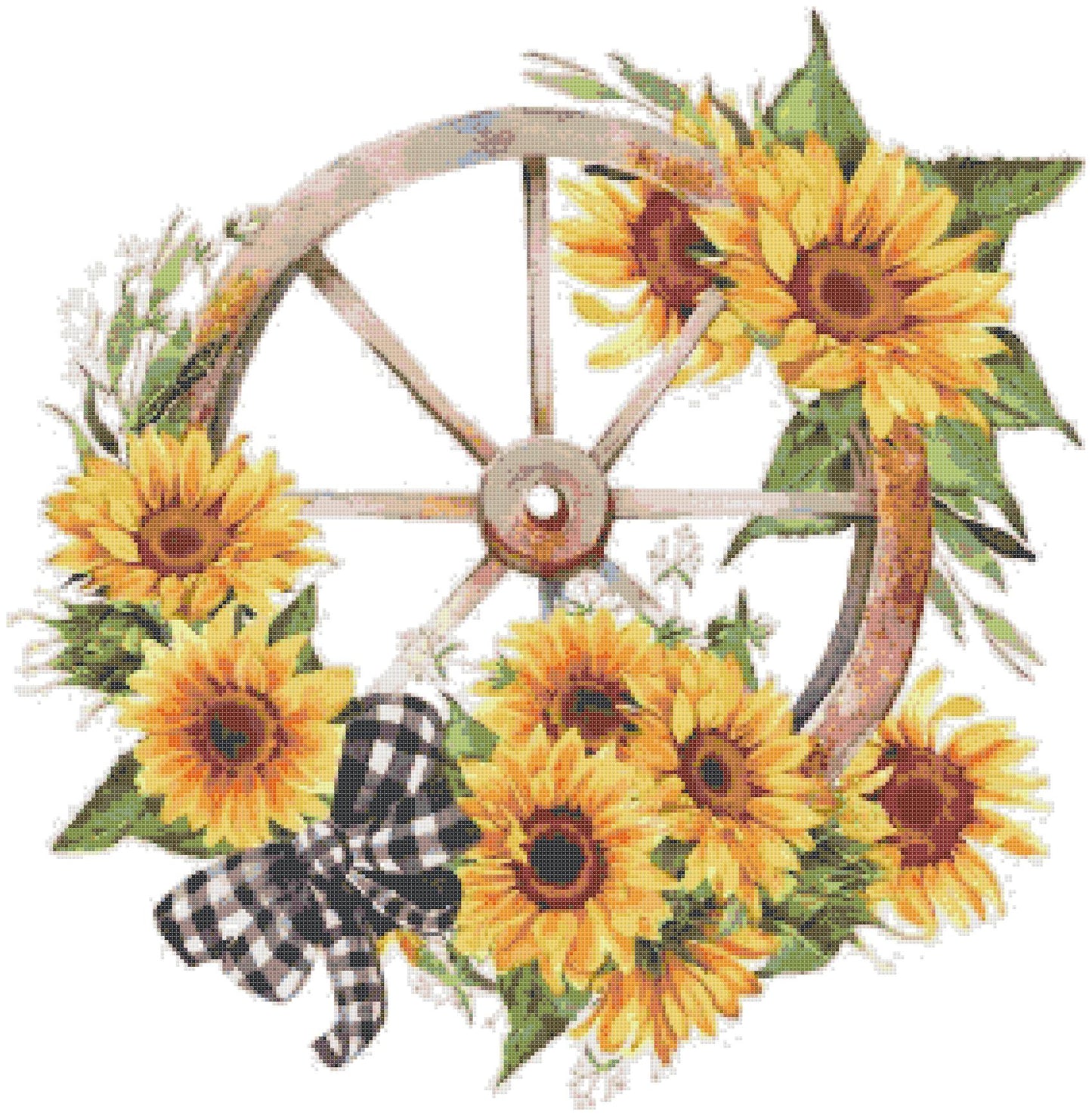 Counted Cross Stitch patterns/ SunFlowers Wheel/ Flowers 153