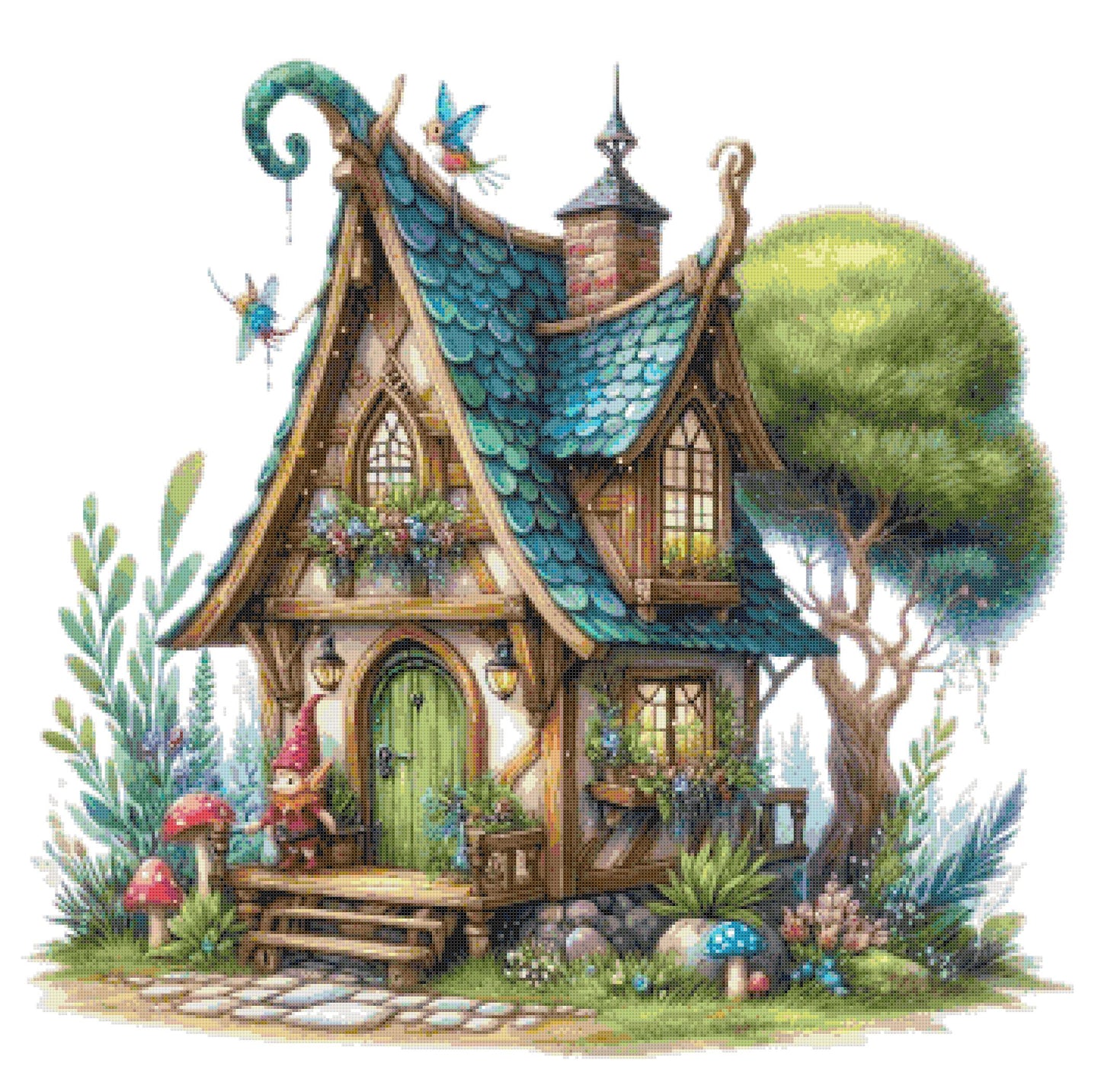 Counted Cross Stitch patterns/ Gnome Flowers Home Dream Home 121