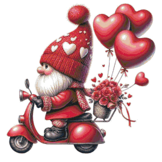 Counted Cross Stitch patterns/ Gnome Hearts and Flowers/ valentine's day 18