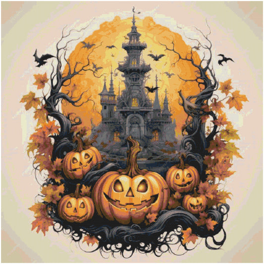 Counted Cross Stitch patterns/ Halloween-Pumpkin-Haunted House 44