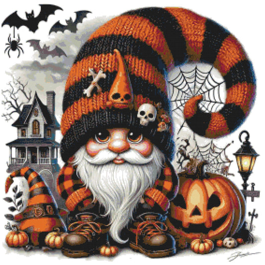 Halloween Gnome with Pumpkin/ Cross Stitch Patterns/ 68