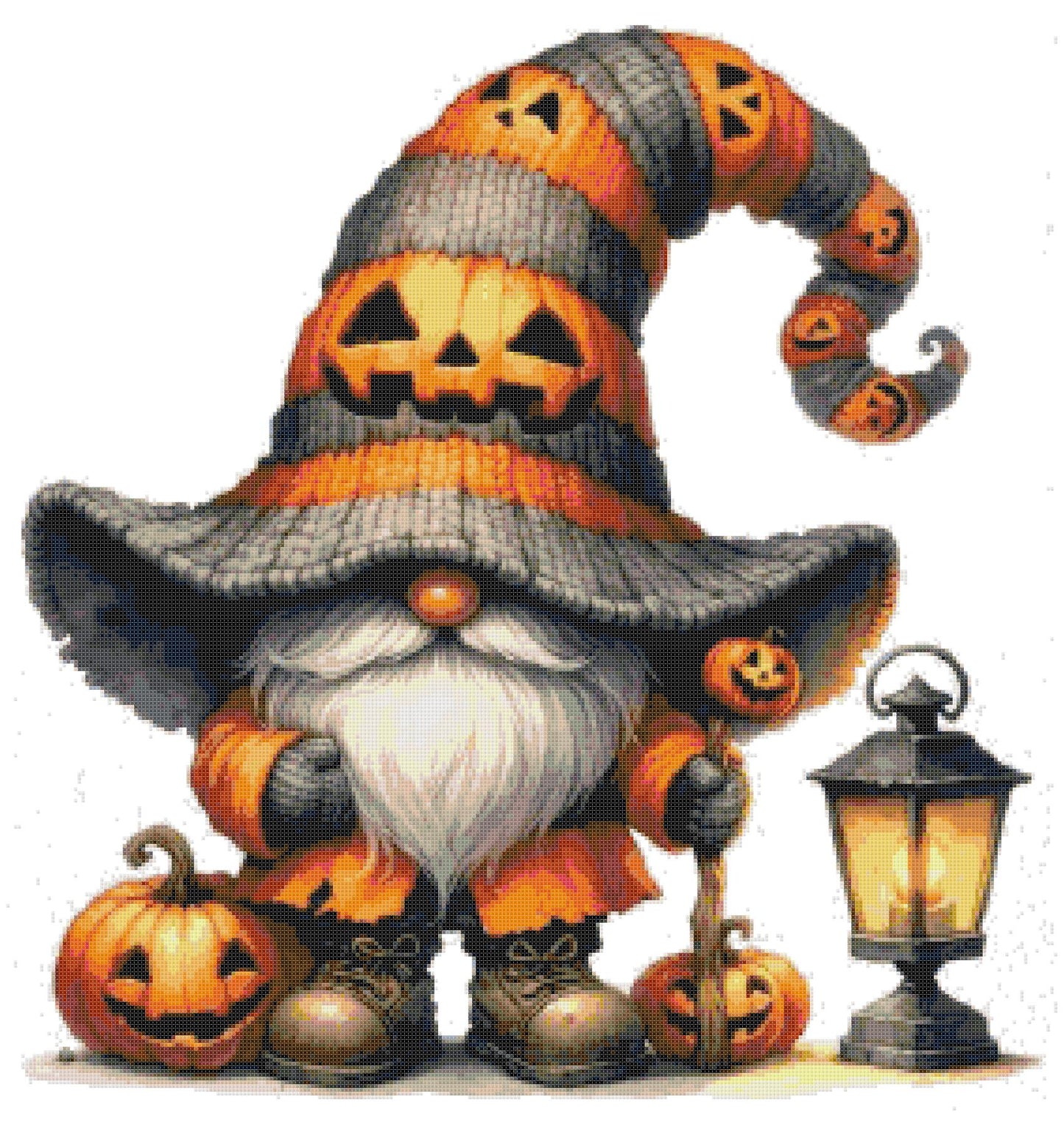 Halloween Gnome with Pumpkin/ Cross Stitch Patterns/ 71