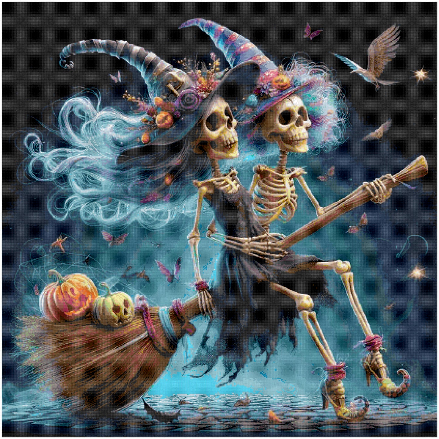 Skeleton Love on Halloween/ Cross Stitch Patterns/ 72