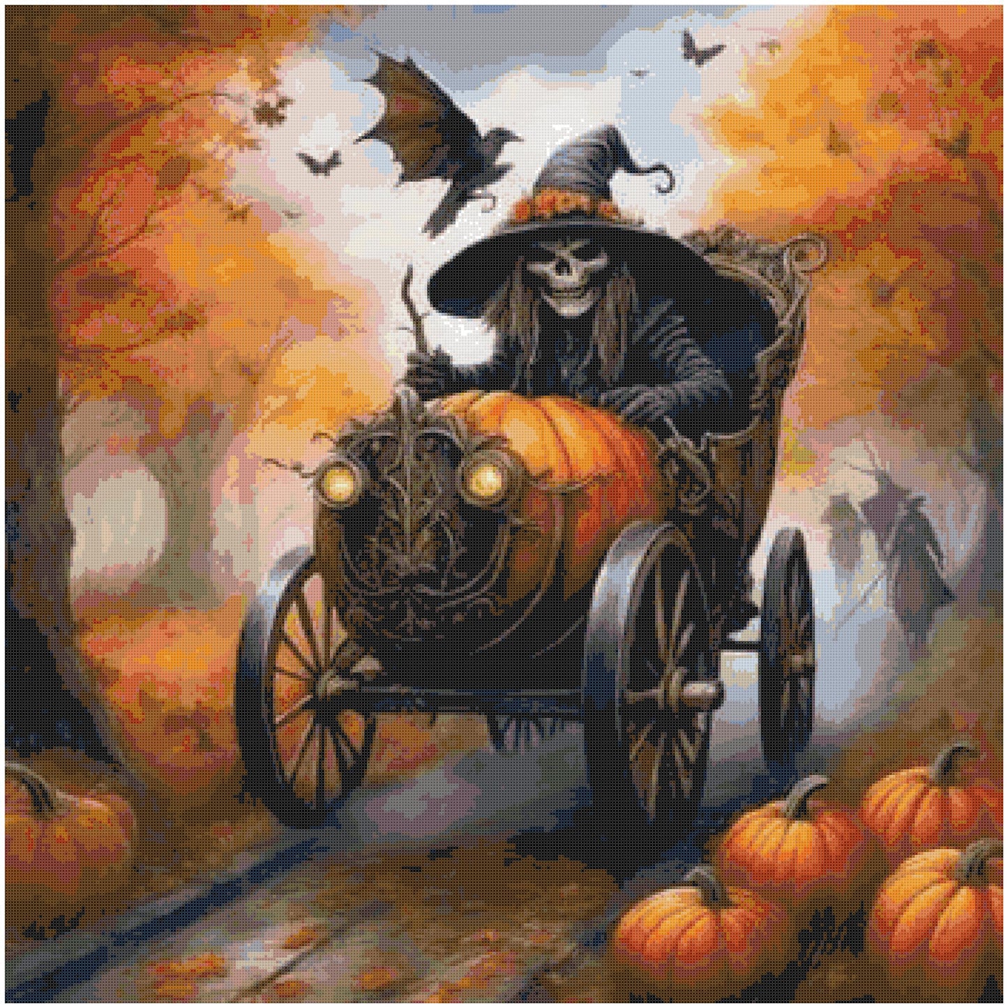 Jeepers Creepers Pumpkin Halloween Carriage/ Cross Stitch Patterns/ 73