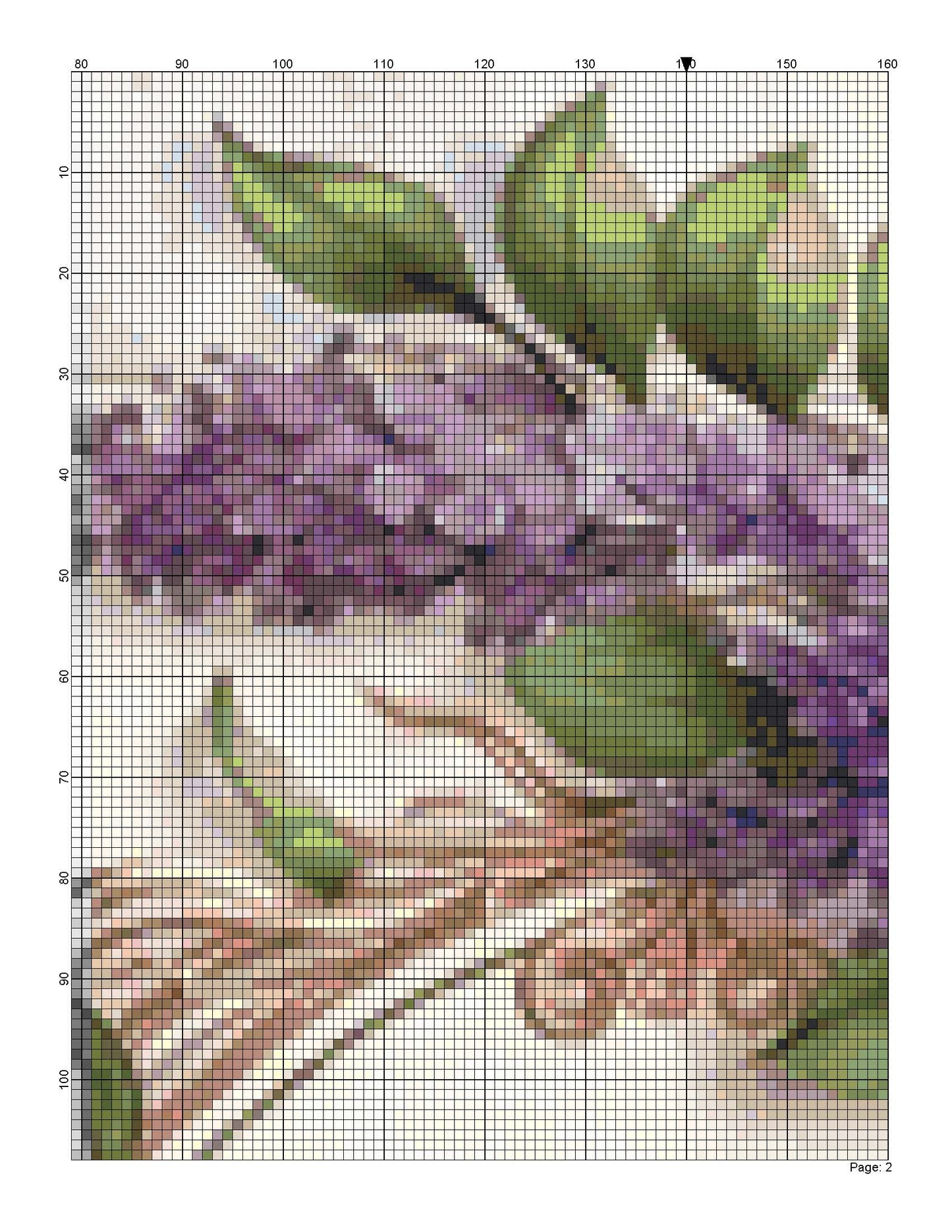 Counted Cross Stitch patterns/ Lilac Flowers Frame/ Flowers 171