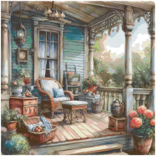 Log in Porch/ Cross Stitch Patterns/ Sweet Home 133