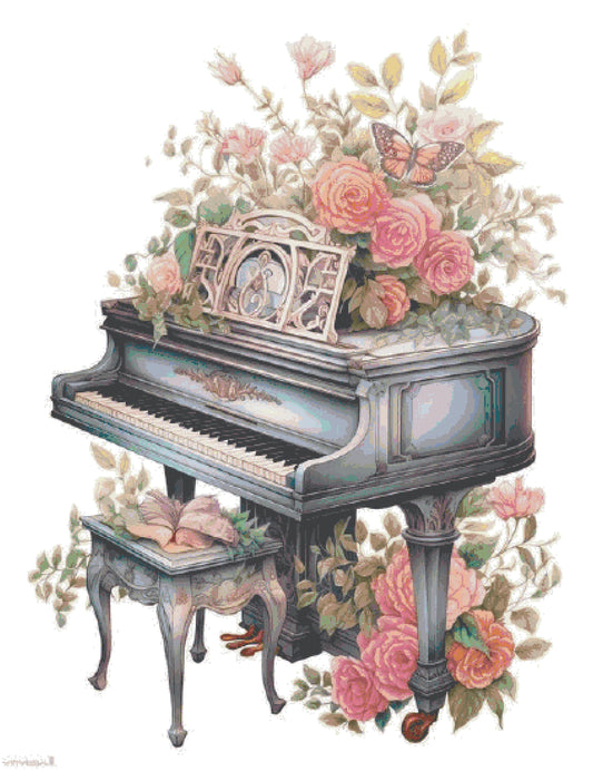 Counted Cross Stitch patterns/ Piano and Flowers/ Dream Home 97