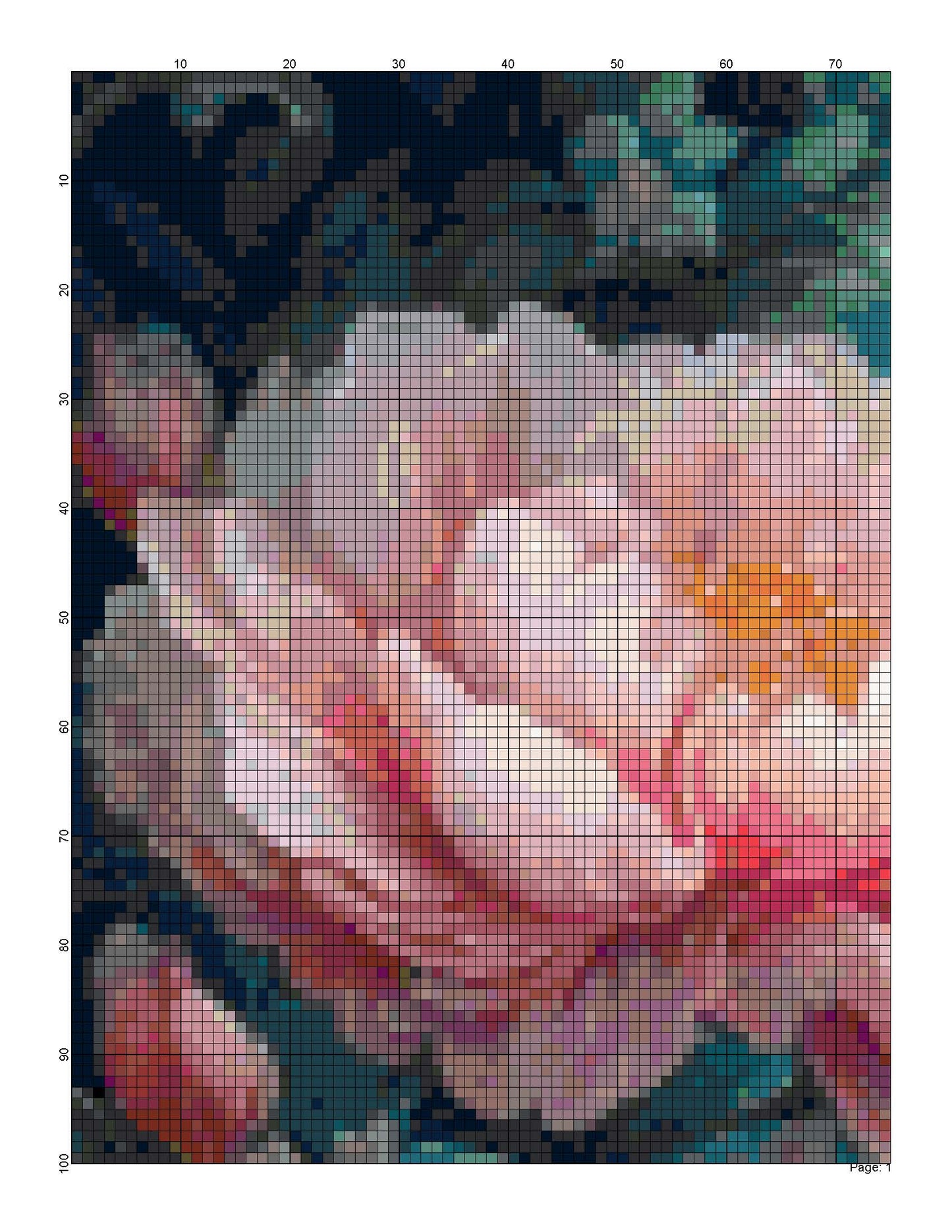 Counted Cross Stitch patterns/ Pink Flowers/ Nature 144