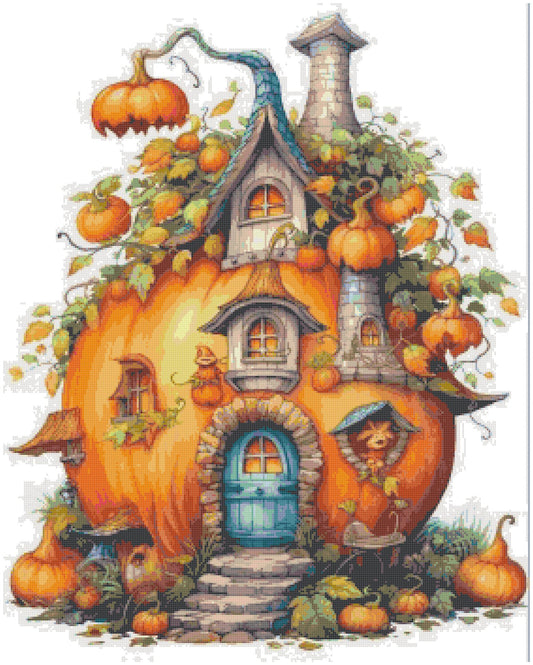 Counted Cross Stitch patterns/ Pumpkin Home/ Halloween 55