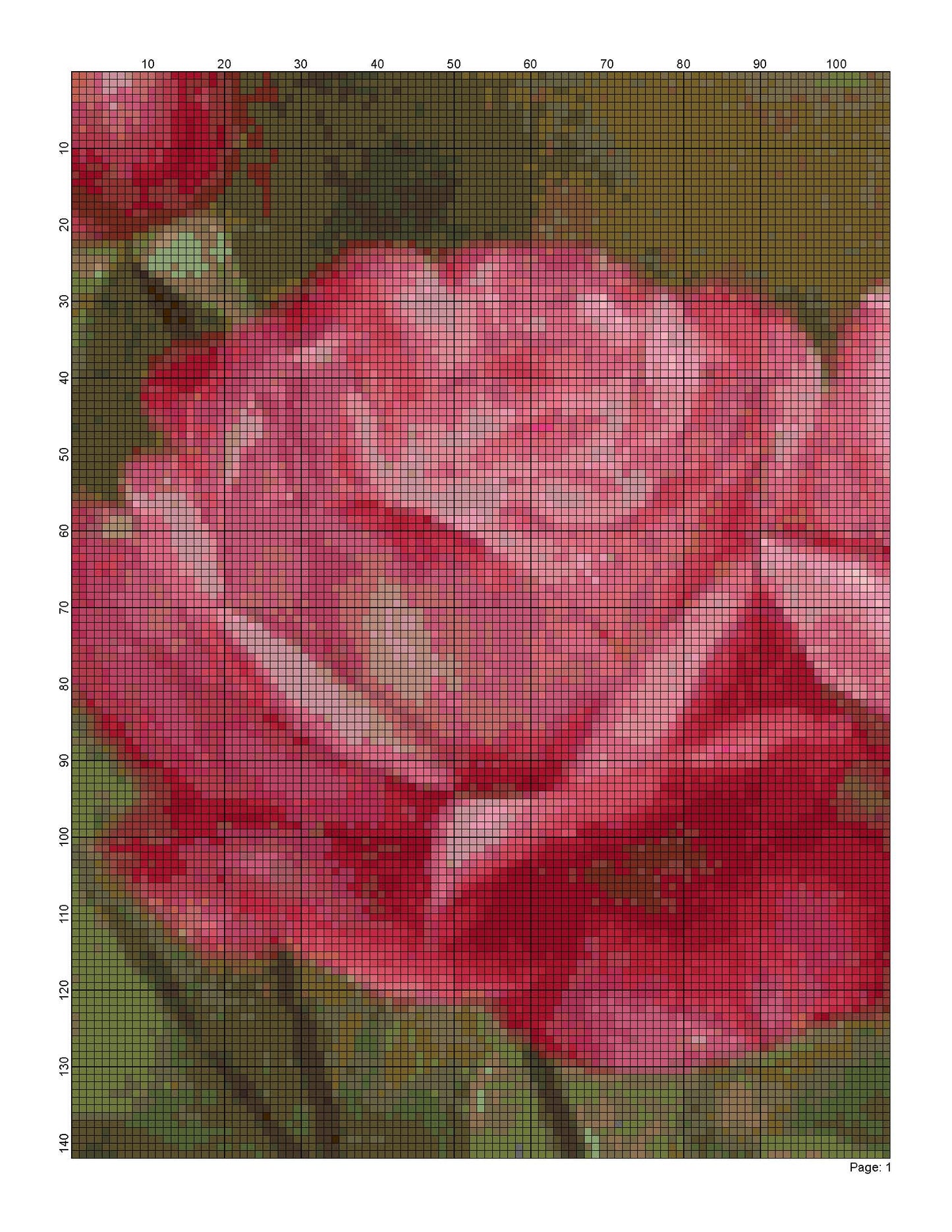 Counted Cross Stitch patterns/ Red Roses/ Flowers 157