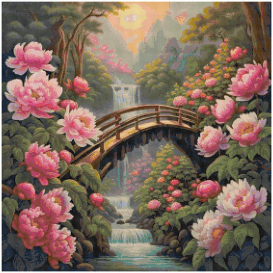 Counted Cross Stitch patterns/ Romantic bridge over bay/ Nature 143