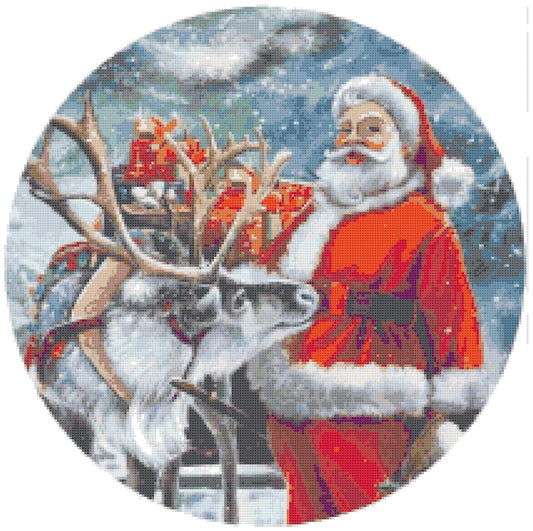 Counted Cross Stitch patterns/ Santa Claus and Reindeer/ Christmas 7