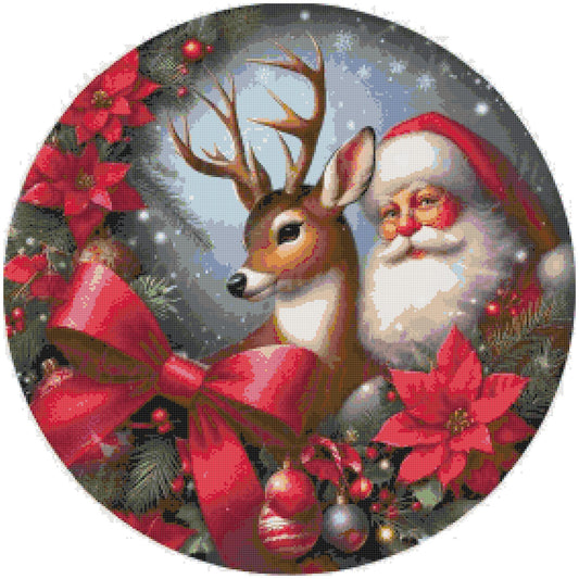 Counted Cross Stitch patterns/ Santa and his Deer/ Christmas 11