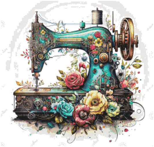 Counted Cross Stitch patterns/ Sewing Machine and Flowers/ Dream Home 106