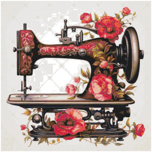 Counted Cross Stitch patterns/ Sewing Machine and Flowers/ Dream Home 107