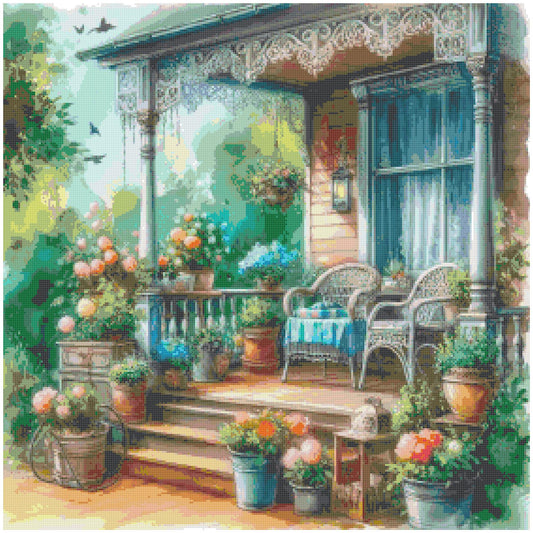 Shabby Front Porch/ Cross Stitch Patterns/ Sweet Home 130