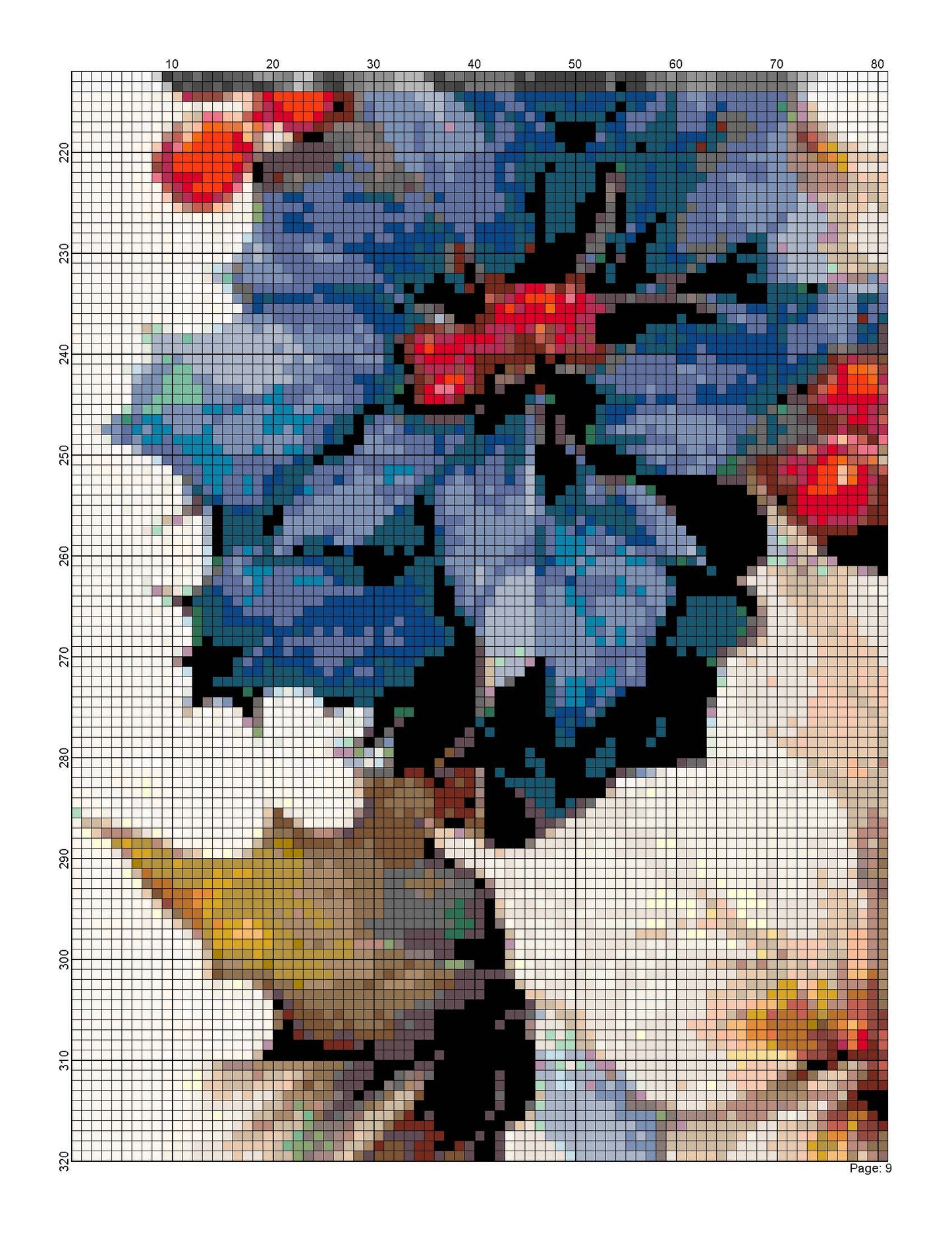 Counted Cross Stitch patterns/ Spring Flowers Frame/ Flowers 169