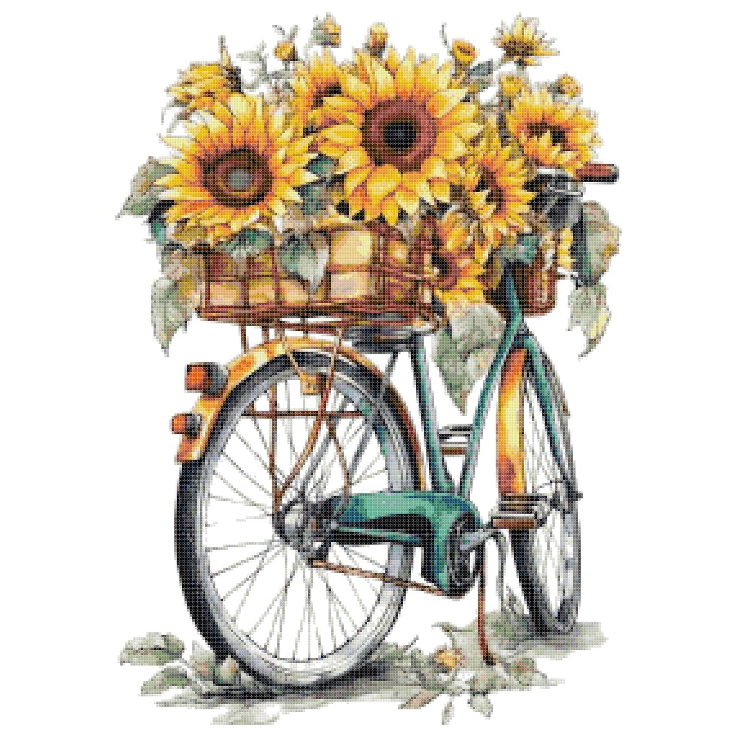 Counted Cross Stitch patterns/ SunFlowers Bike/ Flowers 151