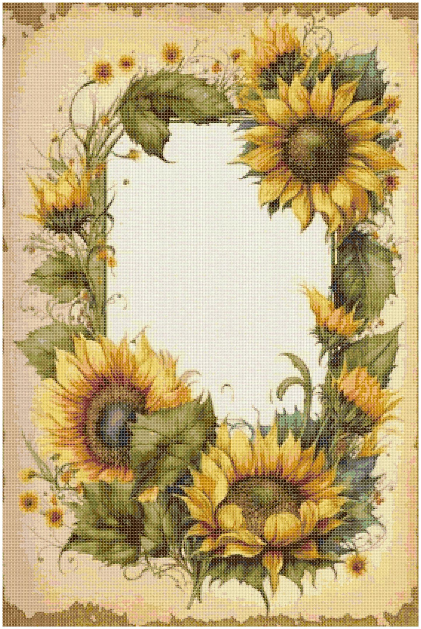 Counted Cross Stitch patterns/ Sunflowers Frame/ Flowers 148