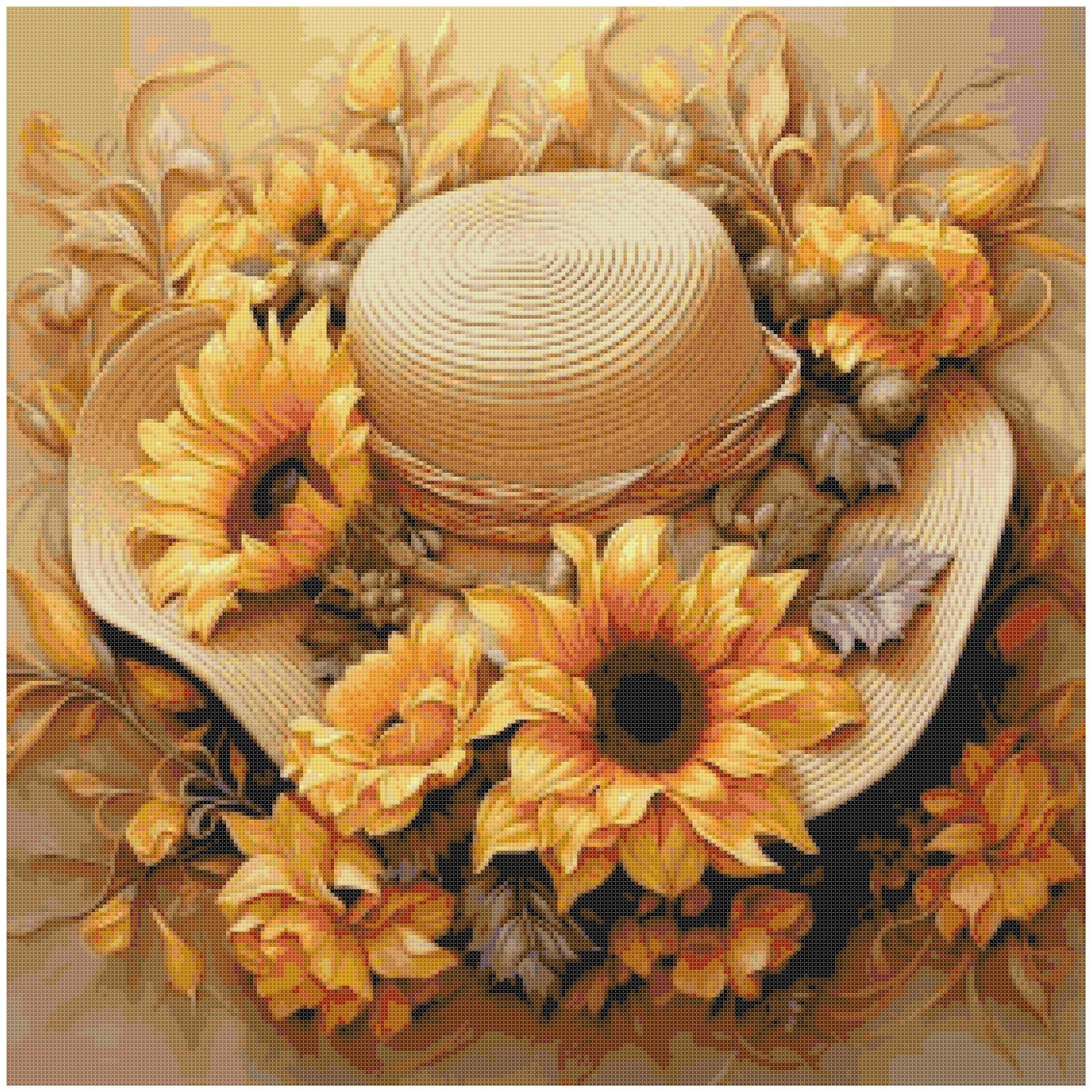 Counted Cross Stitch patterns/ Sunflowers and Hat/ Flowers 173