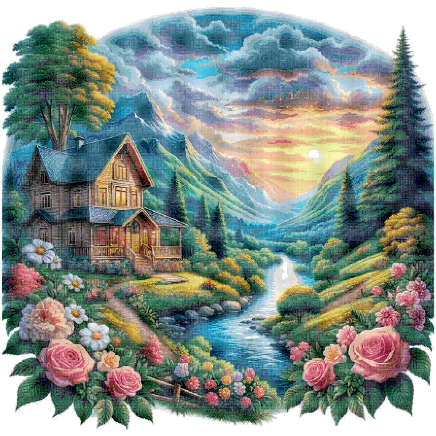 Sweet Home by the River/ Cross Stitch Patterns/ 136