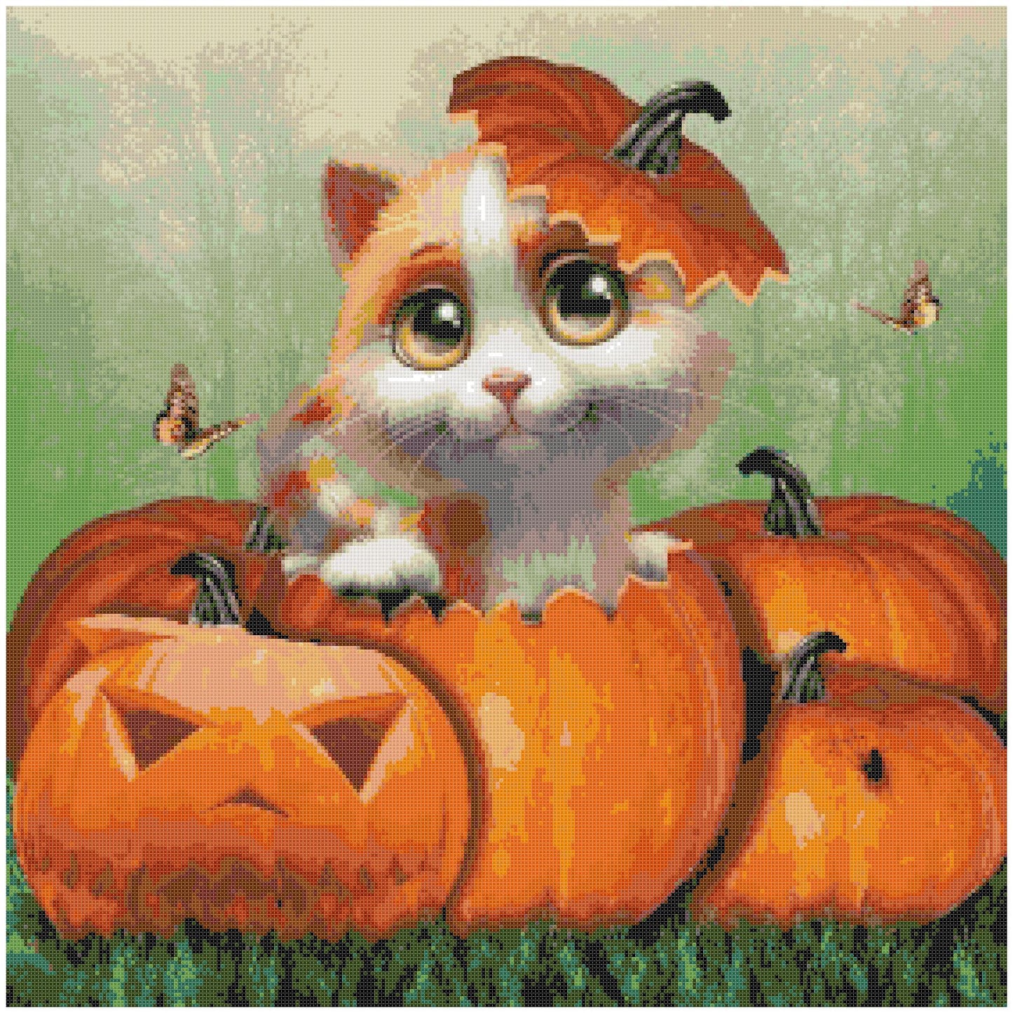 Thanksgiving cross stitch patterns/ Sweet Kitten Halloween 5