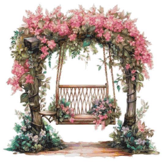 Swing among Flowers/ Cross Stitch Patterns/ Sweet Home 137