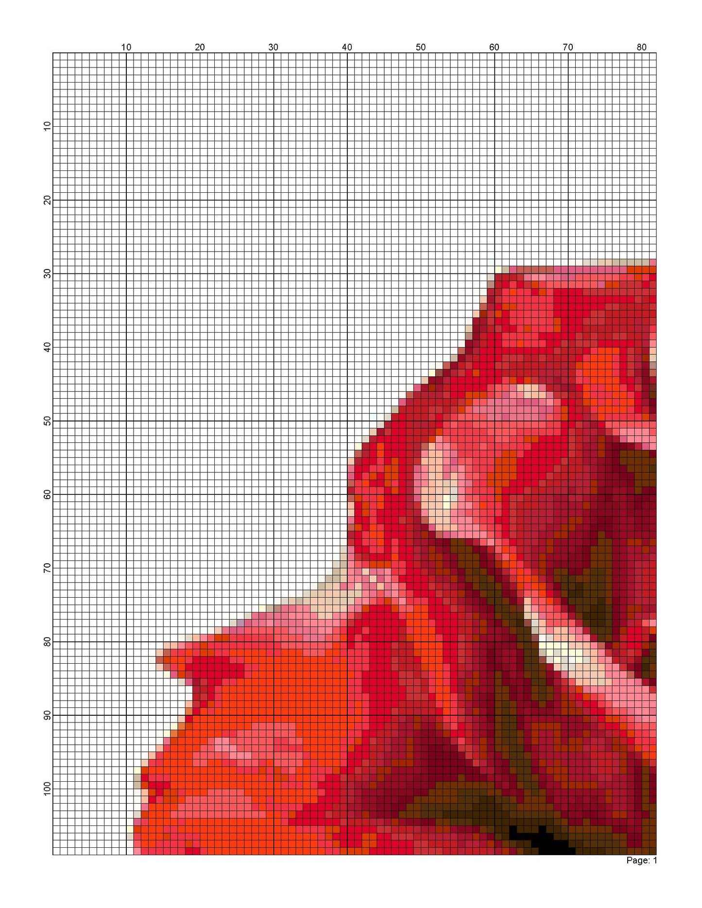 Counted Cross Stitch patterns/ Two Red Flowers/ 166