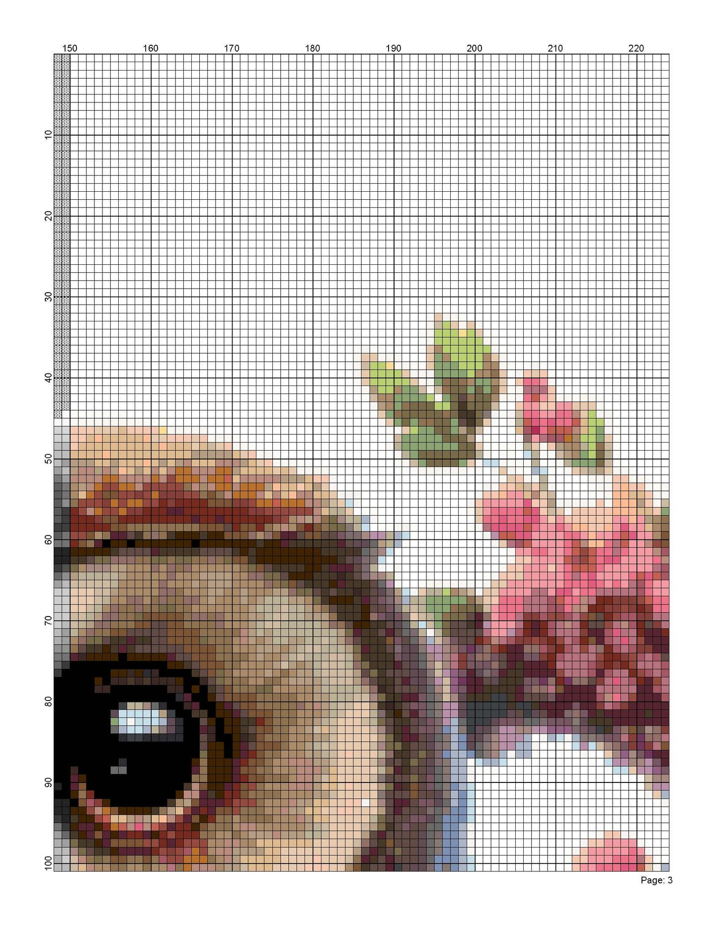 Counted Cross Stitch patterns/ Valentine Owl and Flowers/ Animals 188