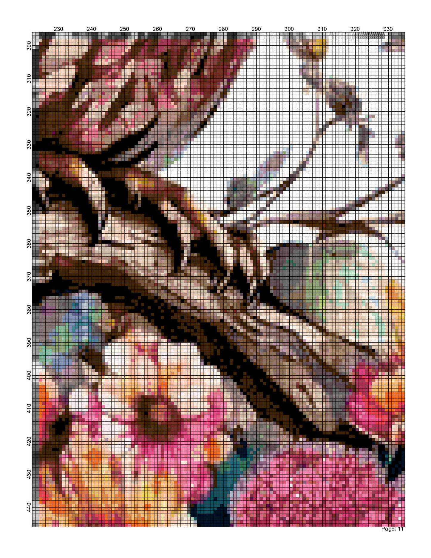 Counted Cross Stitch patterns/ Watercolor Owl and Flowers/ Animals 175