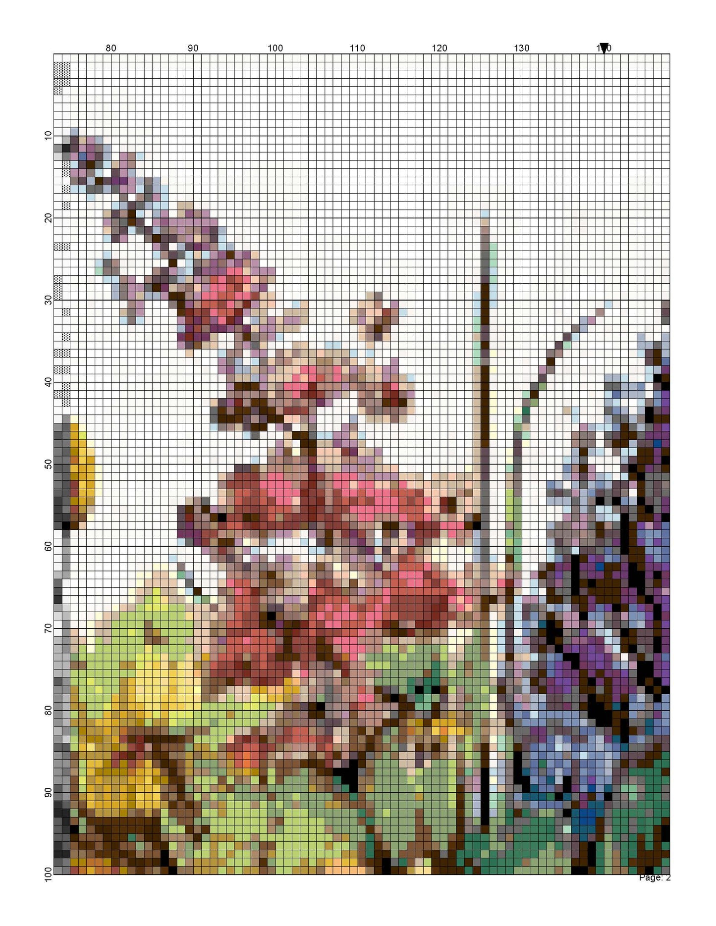 Counted Cross Stitch patterns/ Wheelbarrow with Flowers 170